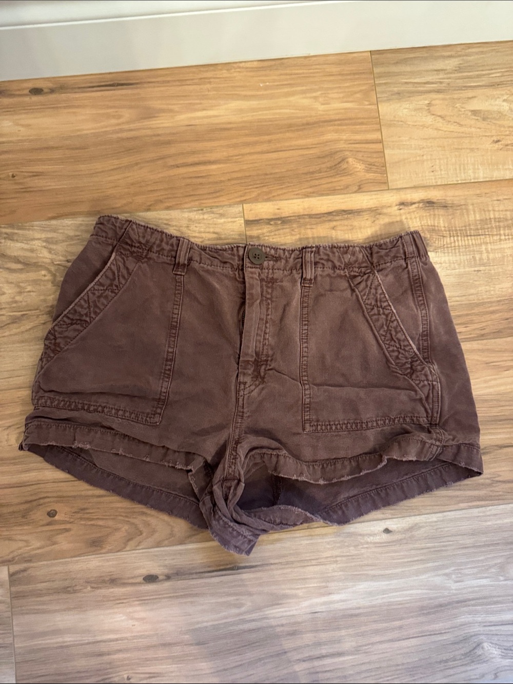 aerie High-Waist Brown Utility Cotton Shorts